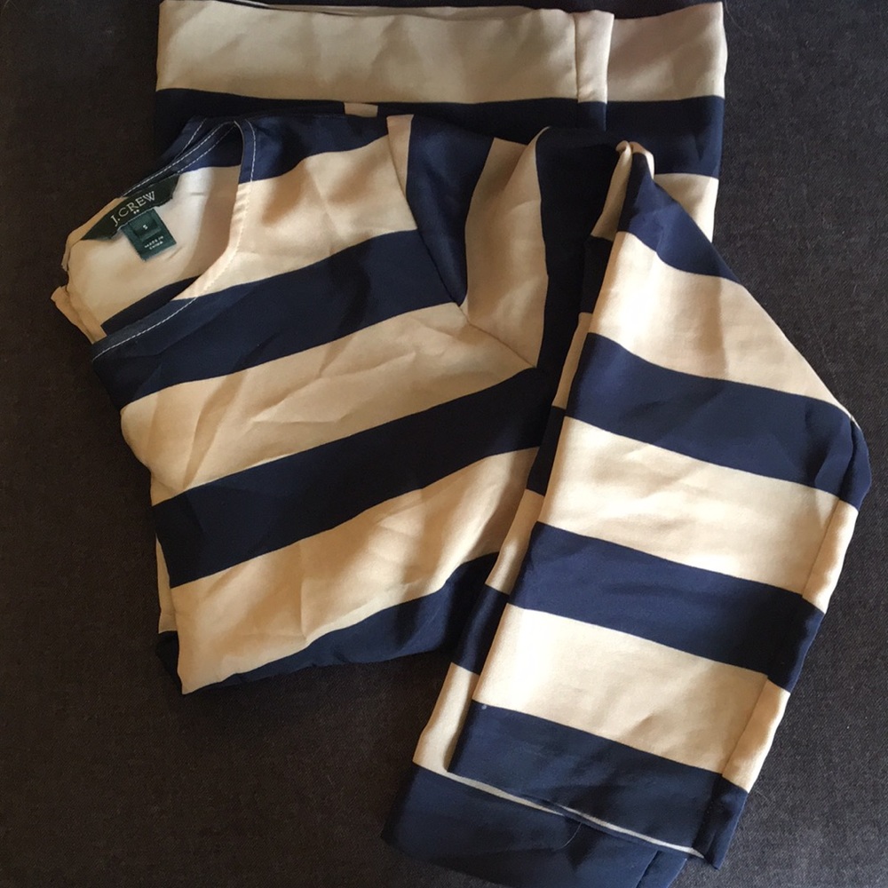 JCrew blouse size S Navy and tan stripe